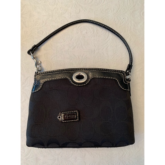 Coach Black Signature Collection Turnlock Wristlet - Picture 6 of 7